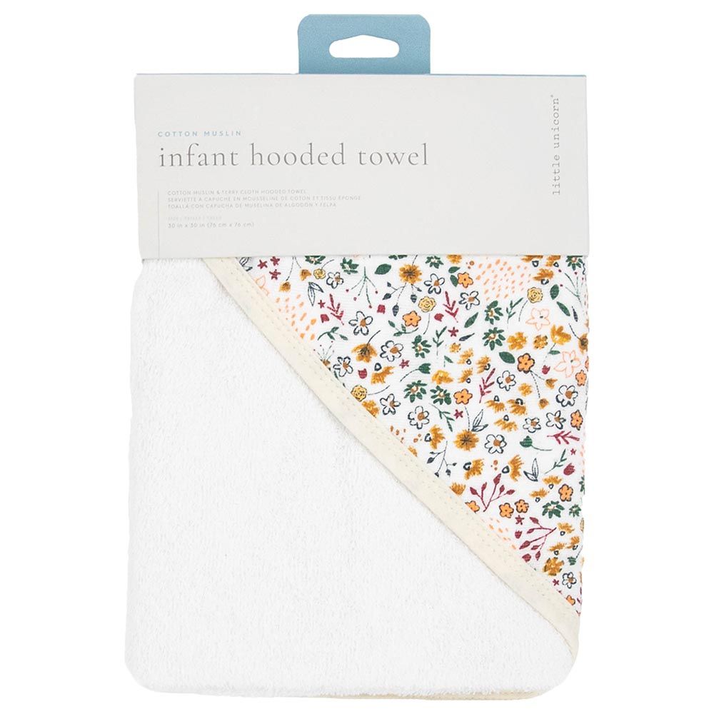 Little Unicorn - Cotton Muslin Hooded Infant Towel Pressed Petals