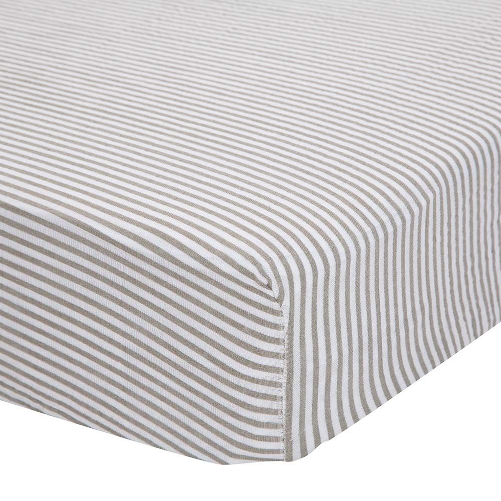 Little Unicorn - Cotton Muslin Crib Sheet - Grey Stripe