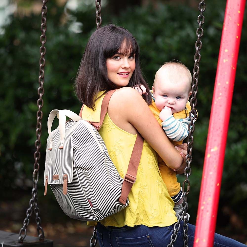 Babymel - Robyn Convertible Diaper Bag - Navy Stripe