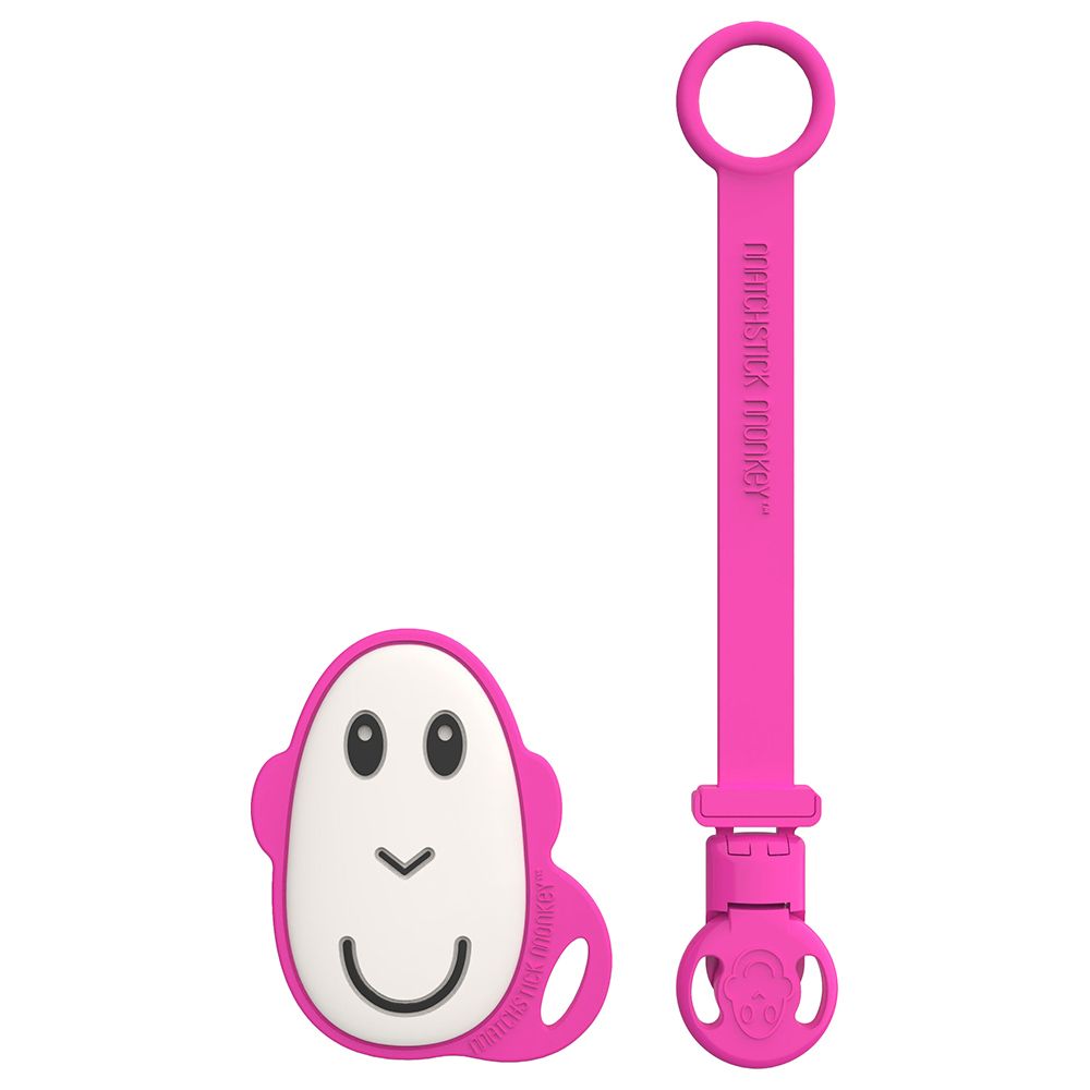 Matchstick Monkey - Flat Face Teether and Soother Clip - Pink