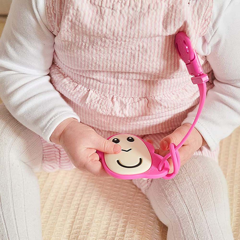 Matchstick Monkey - Flat Face Teether and Soother Clip - Pink