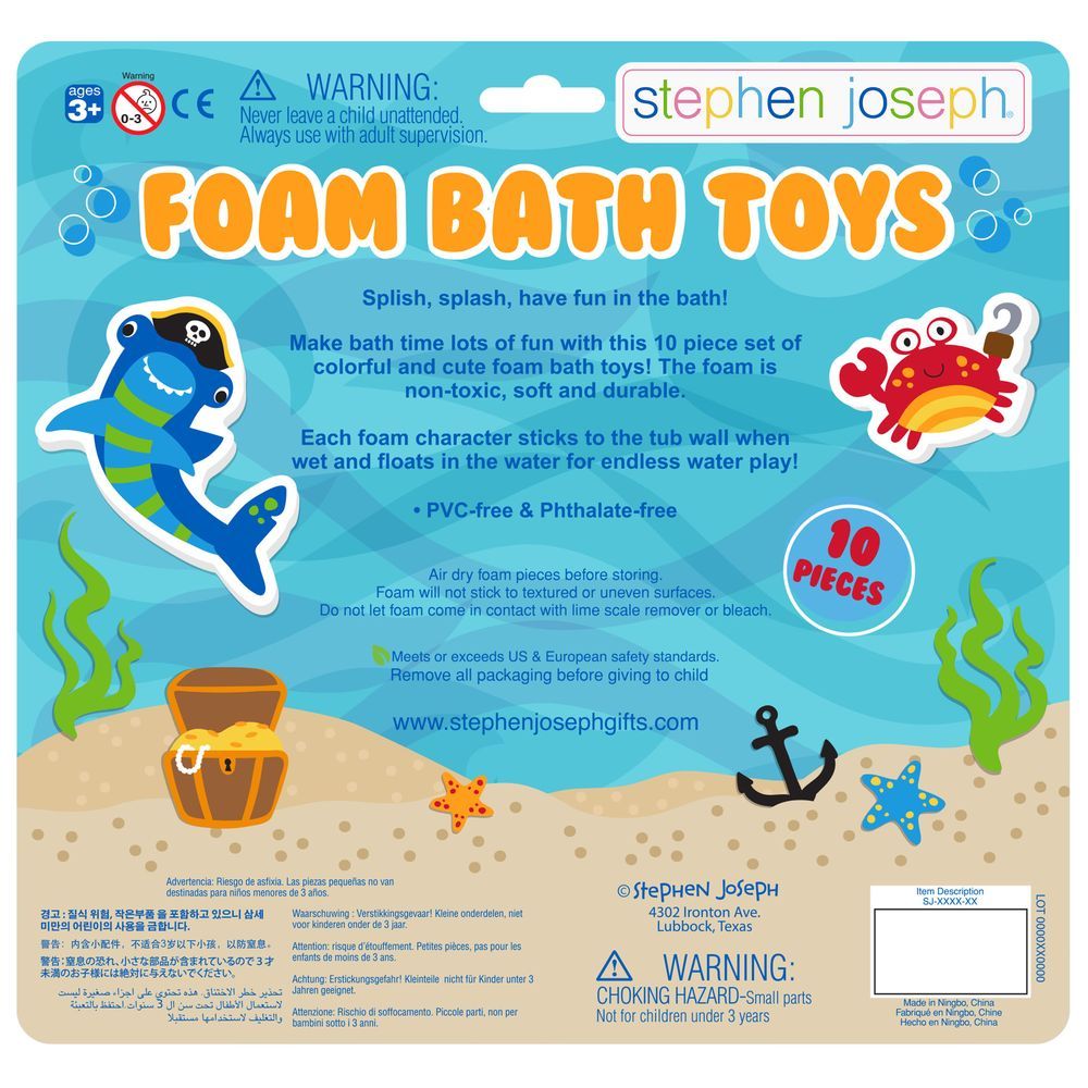 Stephen Joseph - Foam Bath Toy Set - 10pcs - Shark