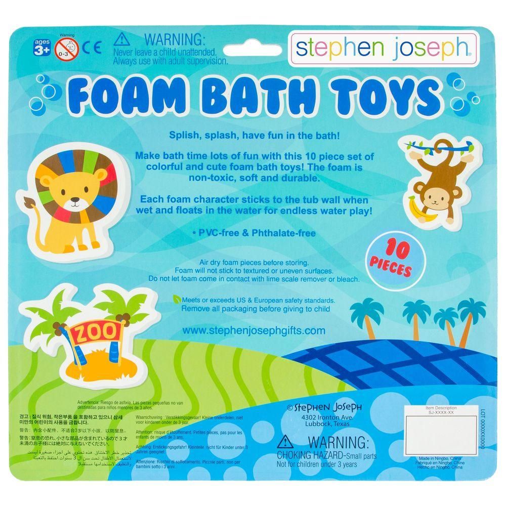 Stephen Joseph - Foam Bath Toy Set - 10pcs - Zoo