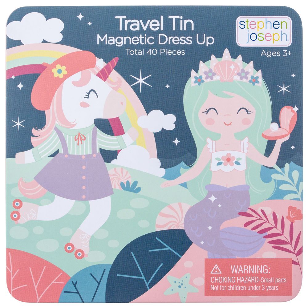 Stephen Joseph - Magnetic Dress Up Doll Travel Tin - Unicorn & Mermaid