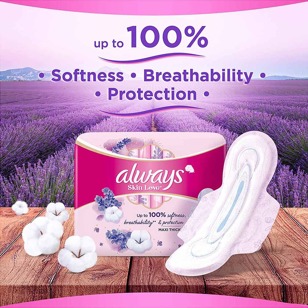 Always - Skin Love Thick Pads w/ Natural Lavender Oil - L - 10pcs