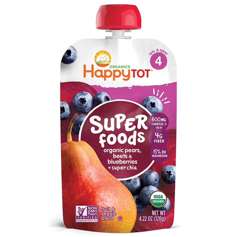 Happy TOT S4 Pears Blueberries & Beets + Super Chia 120g