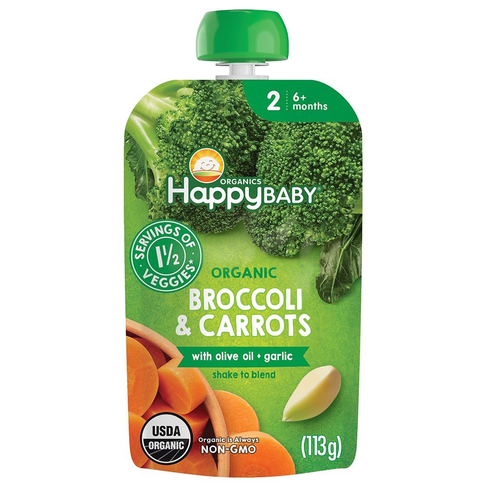 Happy Family - Savory Blend Stage 2 Broccoli & Carrots 113g