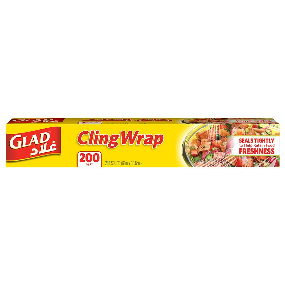 Glad - Cling Wrap Plastic Wrap - 200 sq ft Roll 