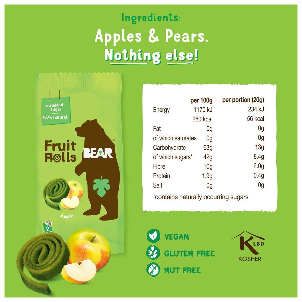 Bear - Fruit Rolls - Apple - 20 g - Pack of 5