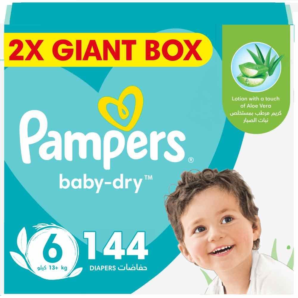 Pampers - Baby-Dry Taped Diapers - Size 6, 13+kg, 144 Count