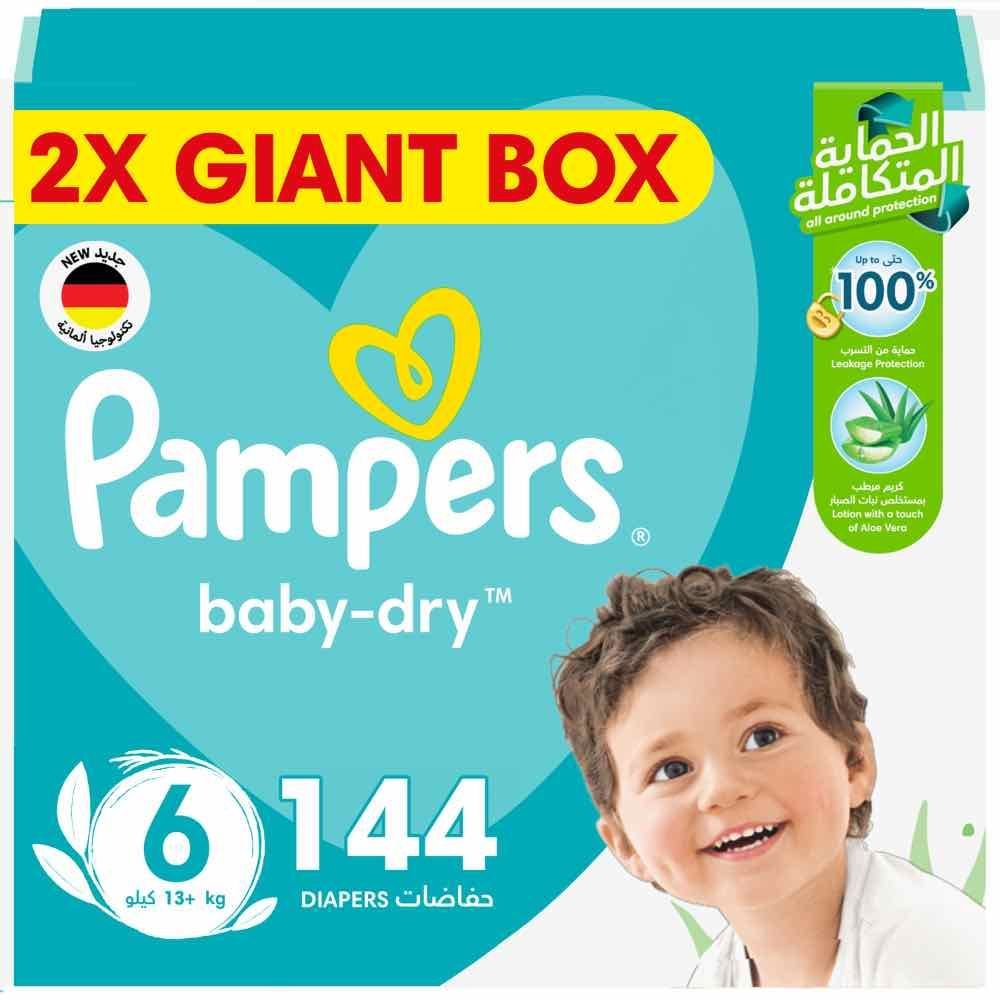 Pampers - Baby-Dry Taped Diapers - Size 6, 13+kg, 144 Count