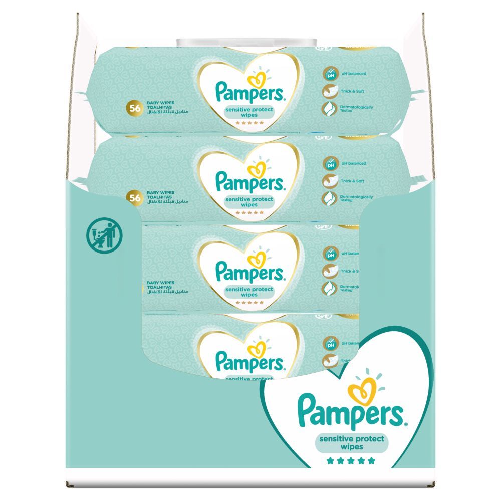 Pampers - Sensitive Protect Baby Wipes for Hands and Face, 12 Packs, 672 Count