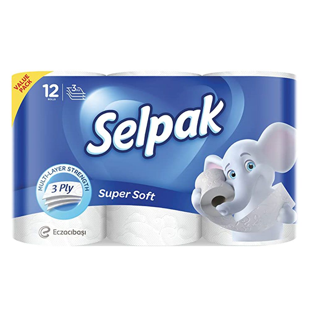 Selpak Super Soft Embossed Toilet Paper 140 Sheets x 3Ply, 17 GSM, Pack of 12 Rolls @15% OFF