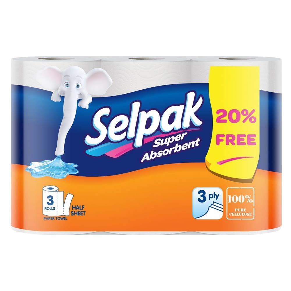 Selpak - Super Absorbent Tissue 3ply 3 Rolls - White