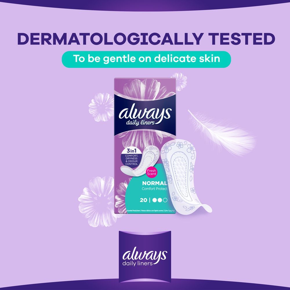 Always Daily Liners Comfort Protect Pantyliners With Fresh Scent, Normal, 40 Count