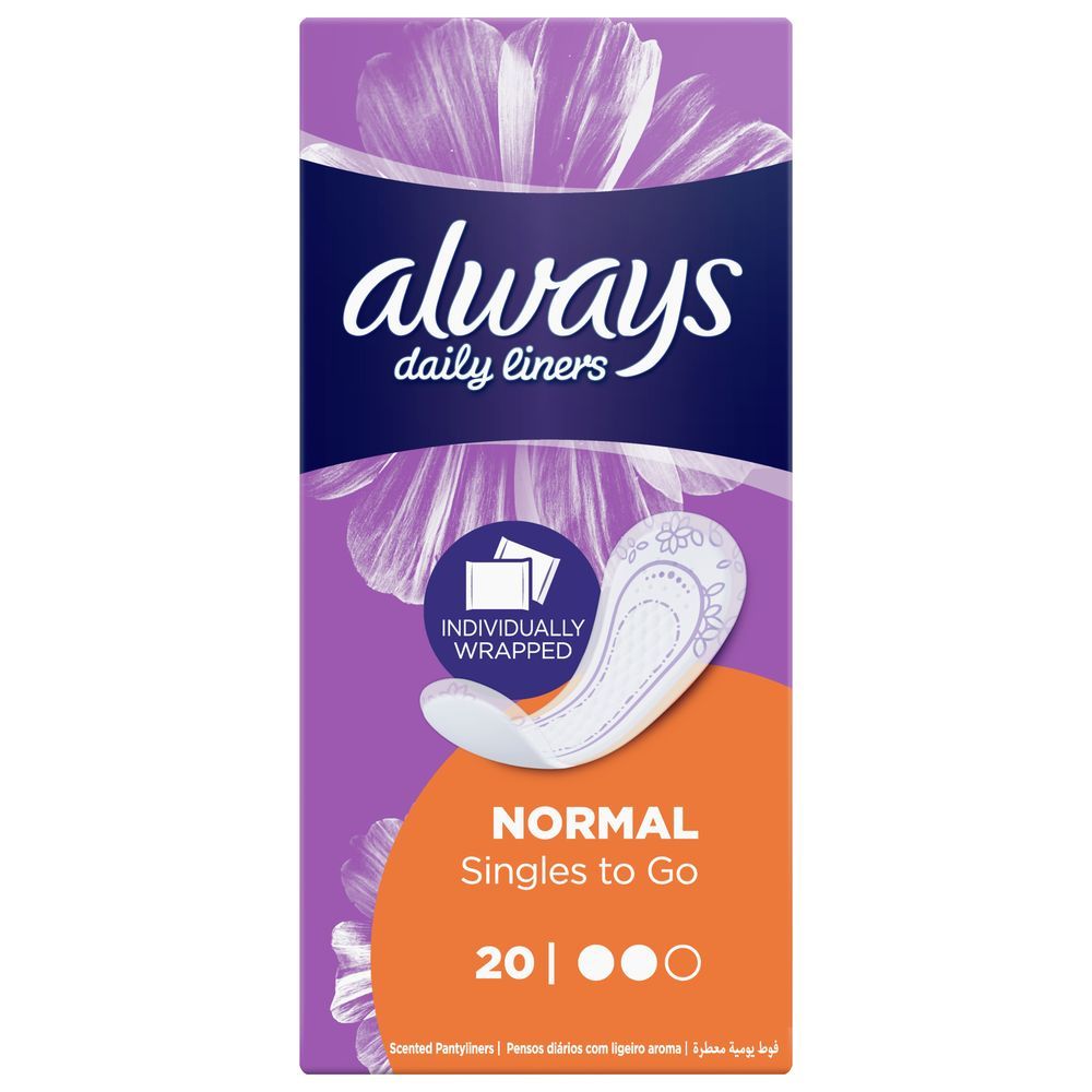 Always Daily Liners Comfort Protect Individually Wrapped Pantyliners, 20 Count