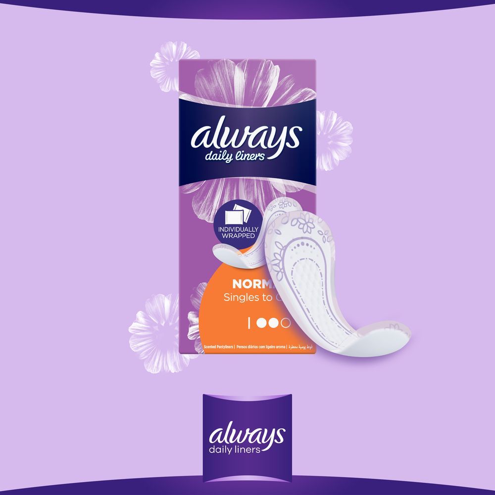 Always Daily Liners Comfort Protect Individually Wrapped Pantyliners, 20 Count