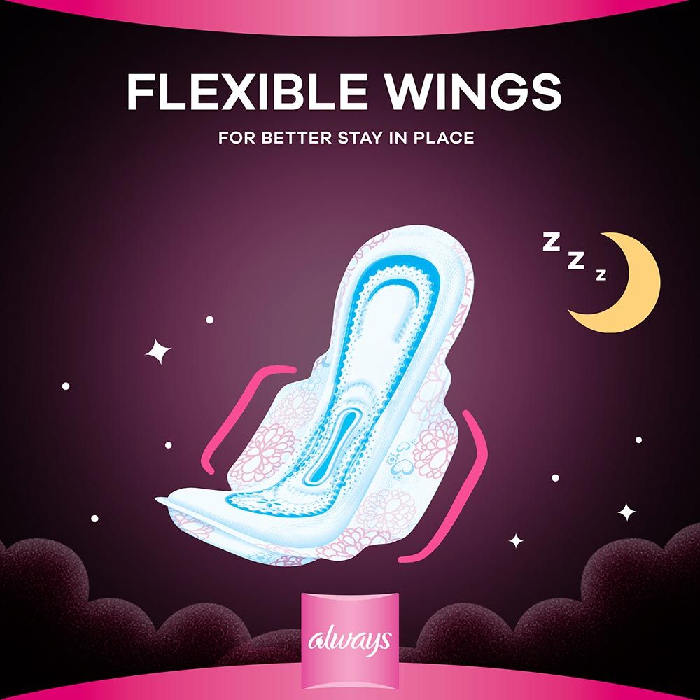 Always Cottony Soft Maxi Thick, Night Sanitary Pads with Wings, 48 Count