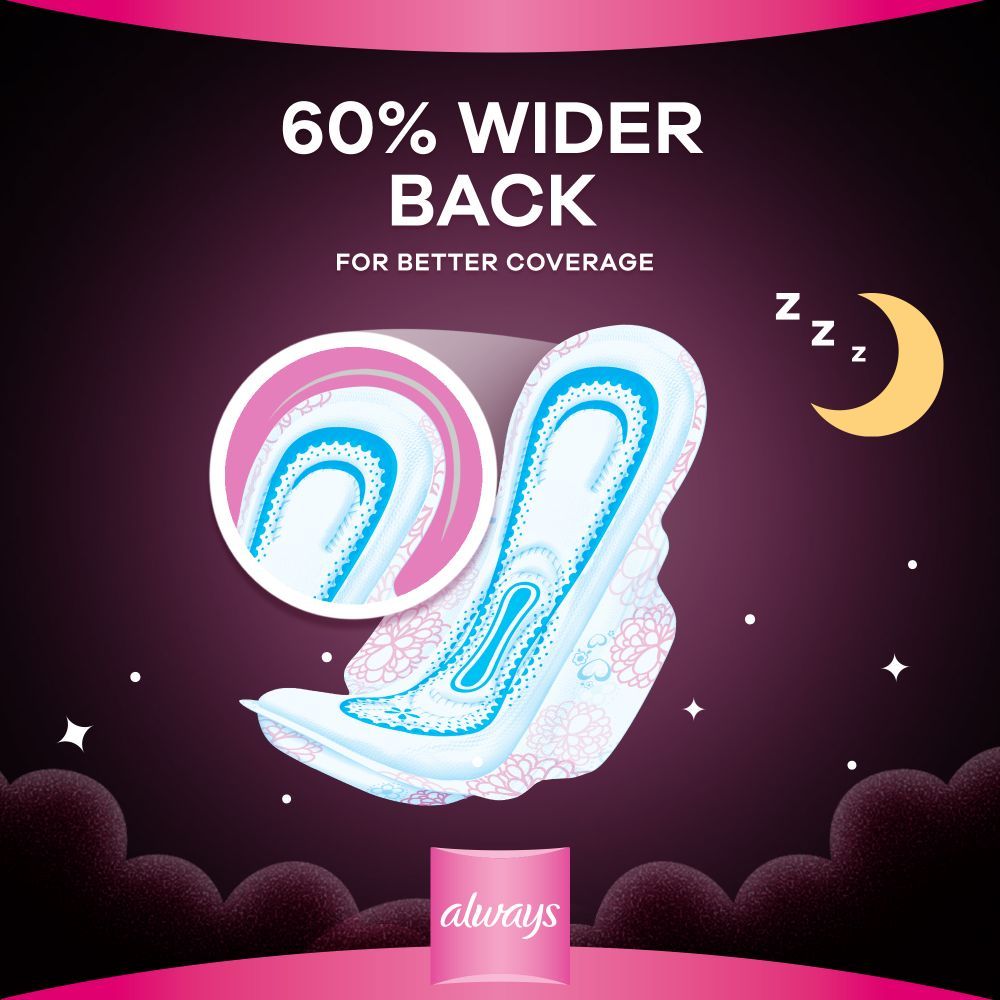 Always Cottony Soft Maxi Thick, Night Sanitary Pads W/ Wings, 24 Count