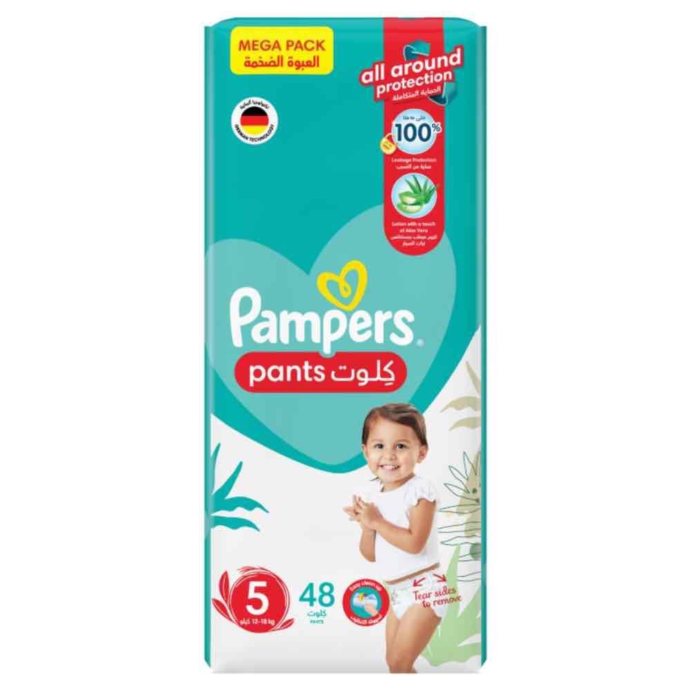 Pampers - Baby-Dry Pants Diapers with Aloe Vera Lotion, 360 Fit, Size 5, 12-18kg, Mega Pack, 48 Count