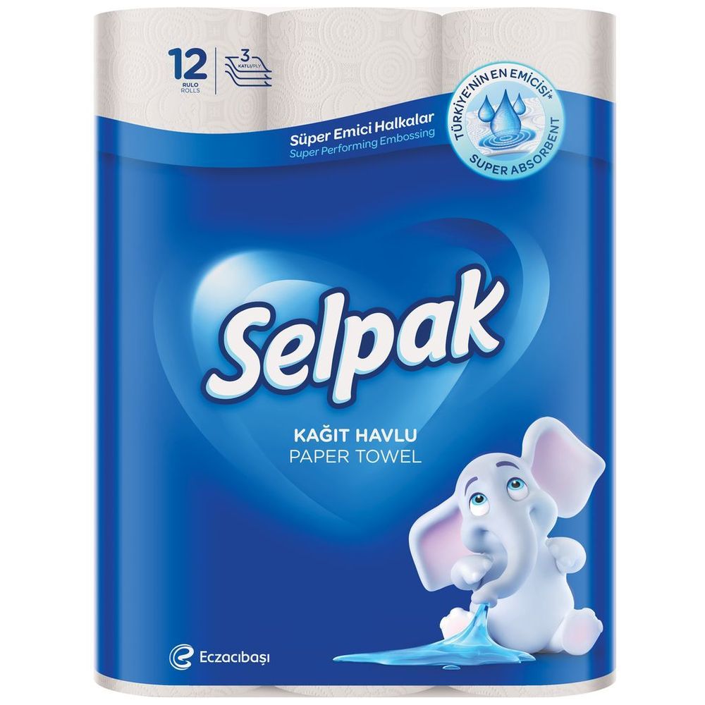 Selpak Super Absorbent Kitchen Paper Towel 3 Ply Pack of 12