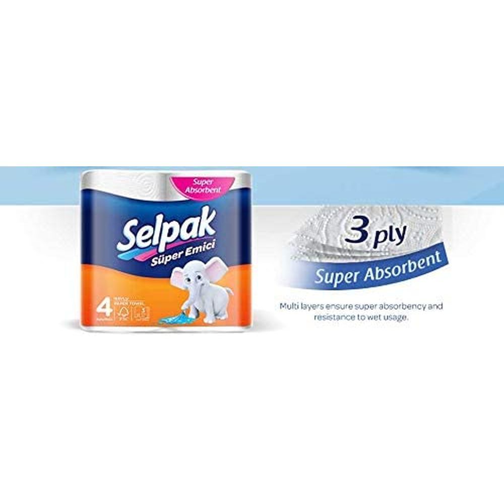 Selpak Super Absorbent Kitchen Paper Towel 3 Ply Pack of 12