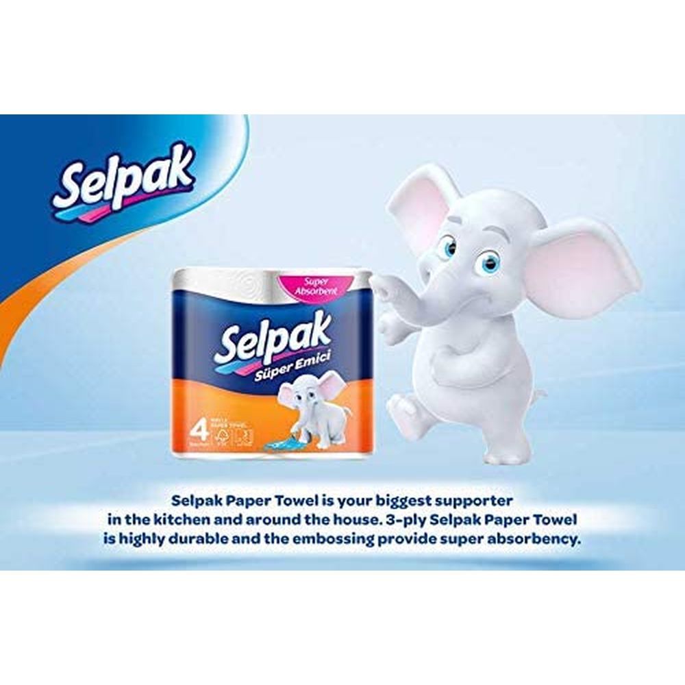 Selpak Super Absorbent Kitchen Paper Towel 3 Ply Pack of 12