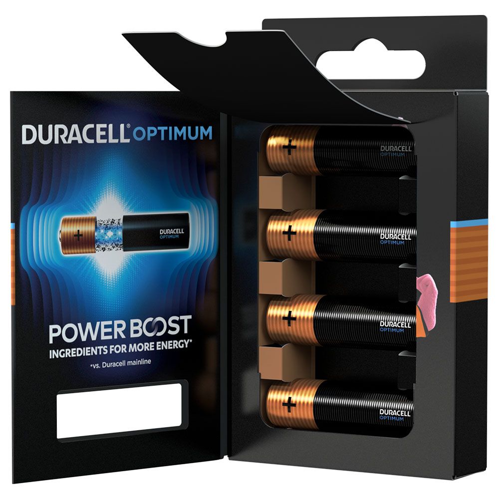 Duracell - Optimum Type AA Alkaline Batteries Pack Of 4