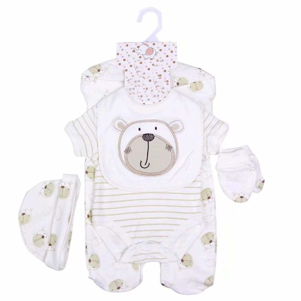 TheMadeonEarth - 5pcs Baloo The Bear Newborn Set - White