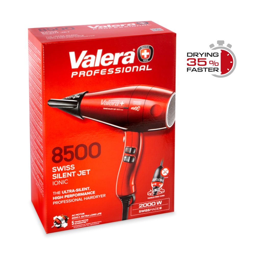 Valera Swiss Silent Jet 8500 Ionic Rotocord Hair Dryer - Red