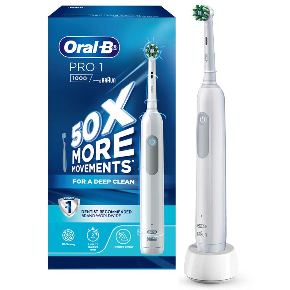 Oral B - Pro 1 1000 Rechargeable Toothbrush W/ Sensor-White