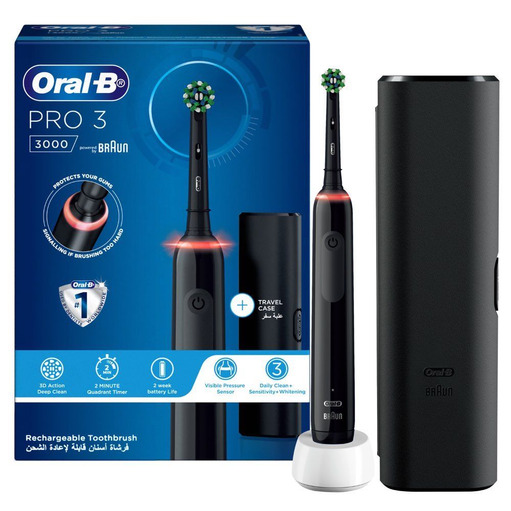 Oral B - Pro 3 3000 Electric Rechargeable Toothbrush - Black