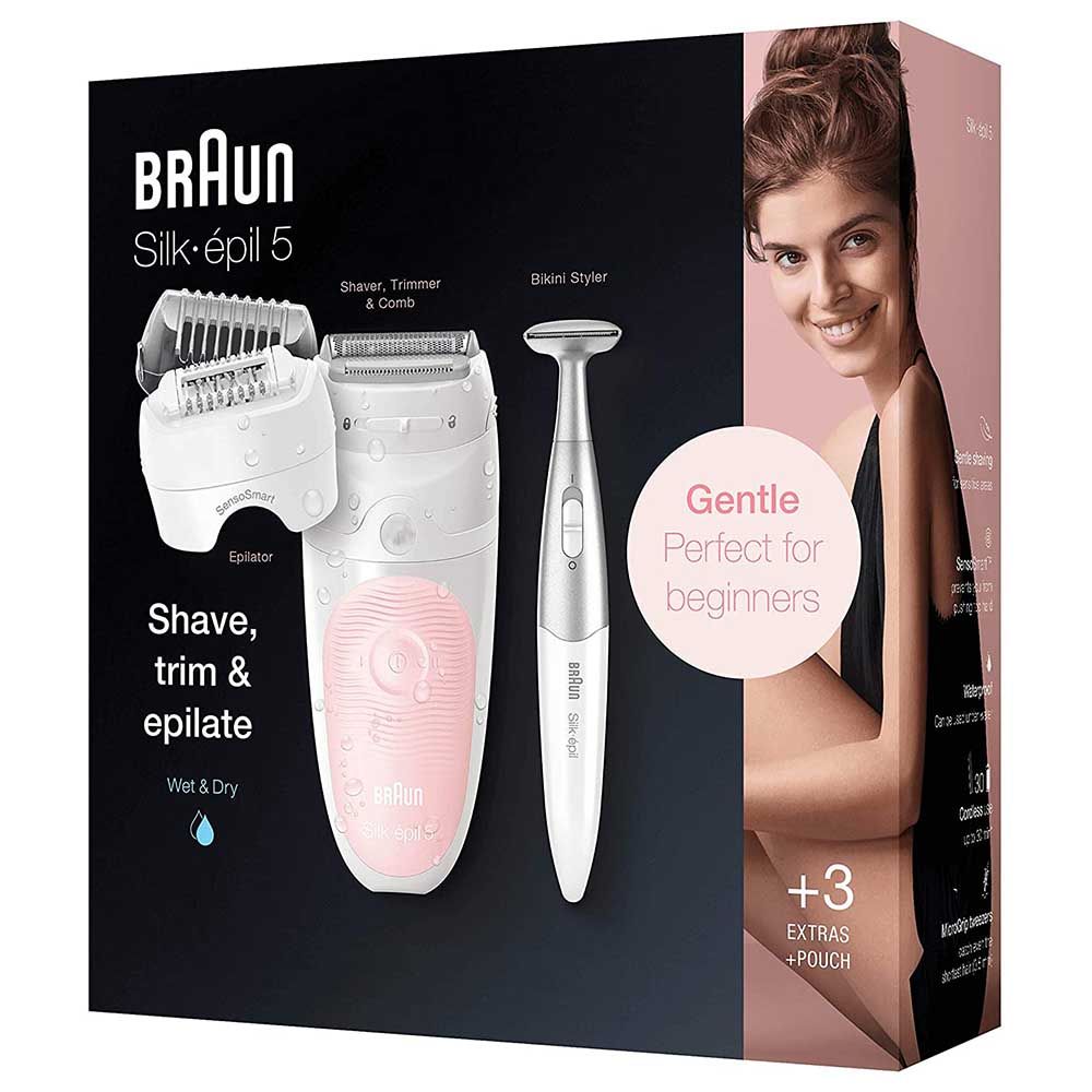 Braun - SE 5820 Epilator + Bikini Styler & Pouch - White