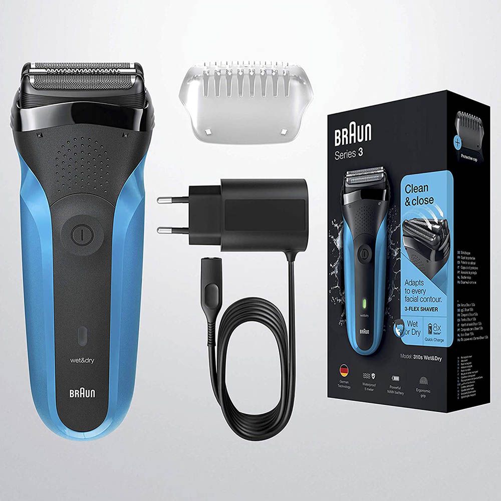 Braun - Series 3 310S Rechargeable Wet & Dry Electric Shaver - Blue