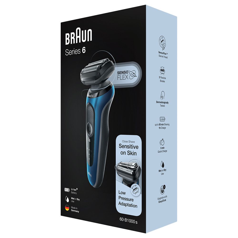 Braun - Series 6 60-B1000S Wet & Dry Shaver w/ Travel Case - Blue