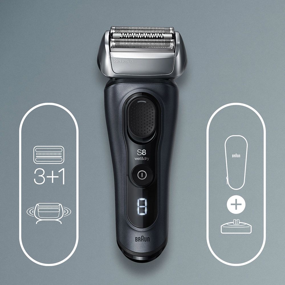 Braun - Series 8 8413S Shaver w/ Charging Stand & Travel Case