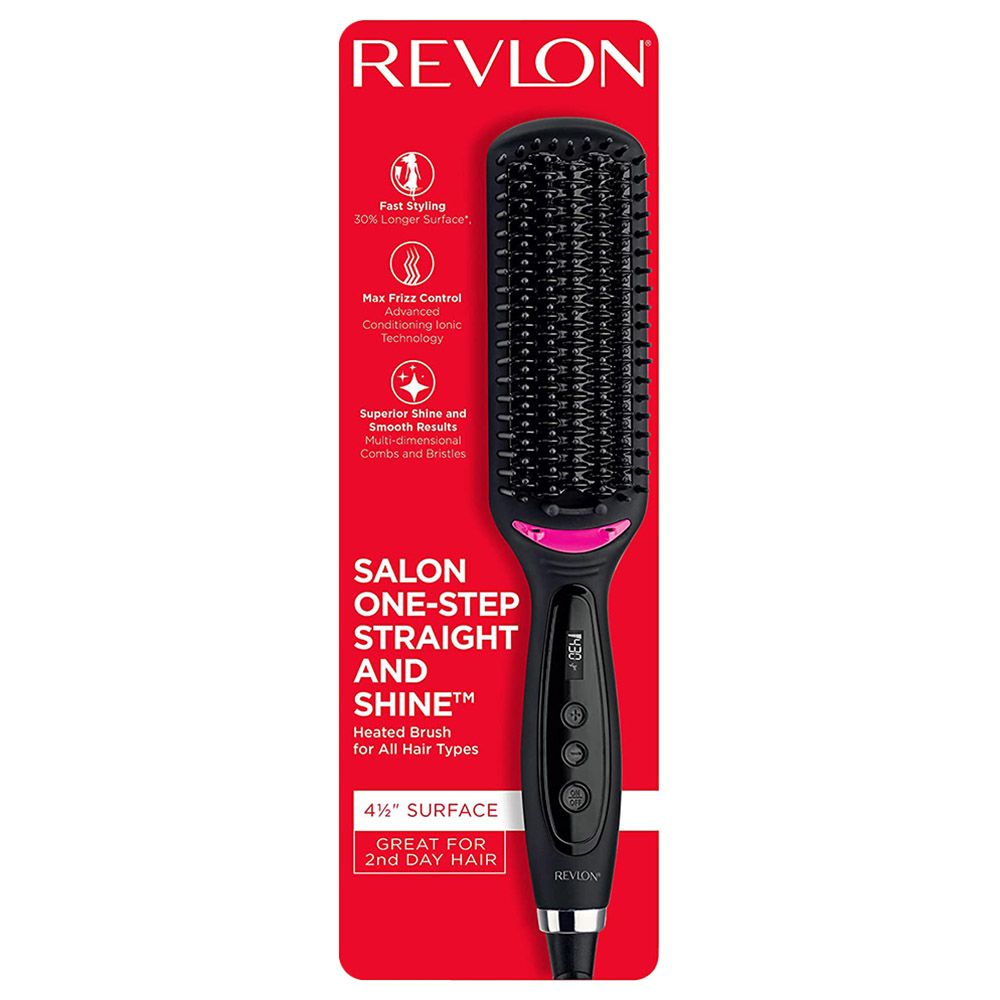 Revlon - One Step Straight & Shine Hot Ionic Brush 58W - Black