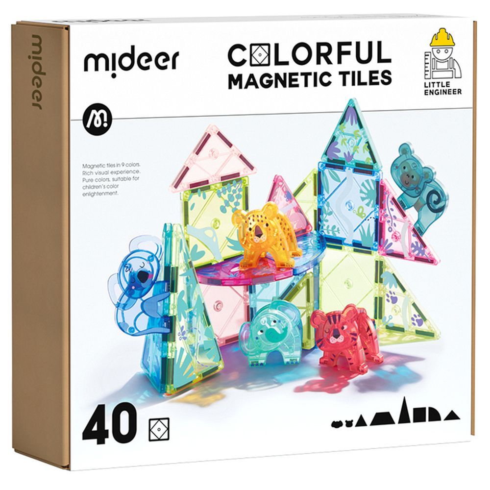 Mideer - Colorful Magnetic Tiles 40 pcs