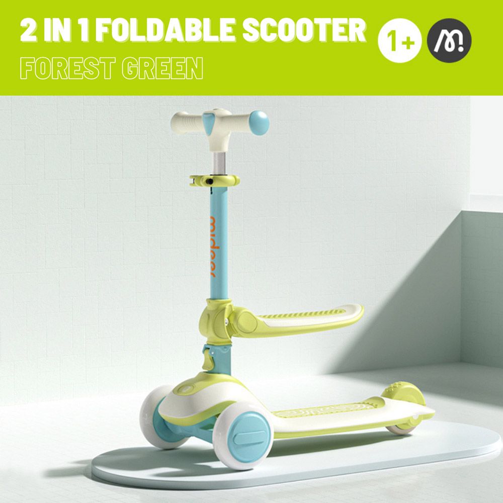 Mideer - 2-In-1 Foldable Scooter - Forest Green