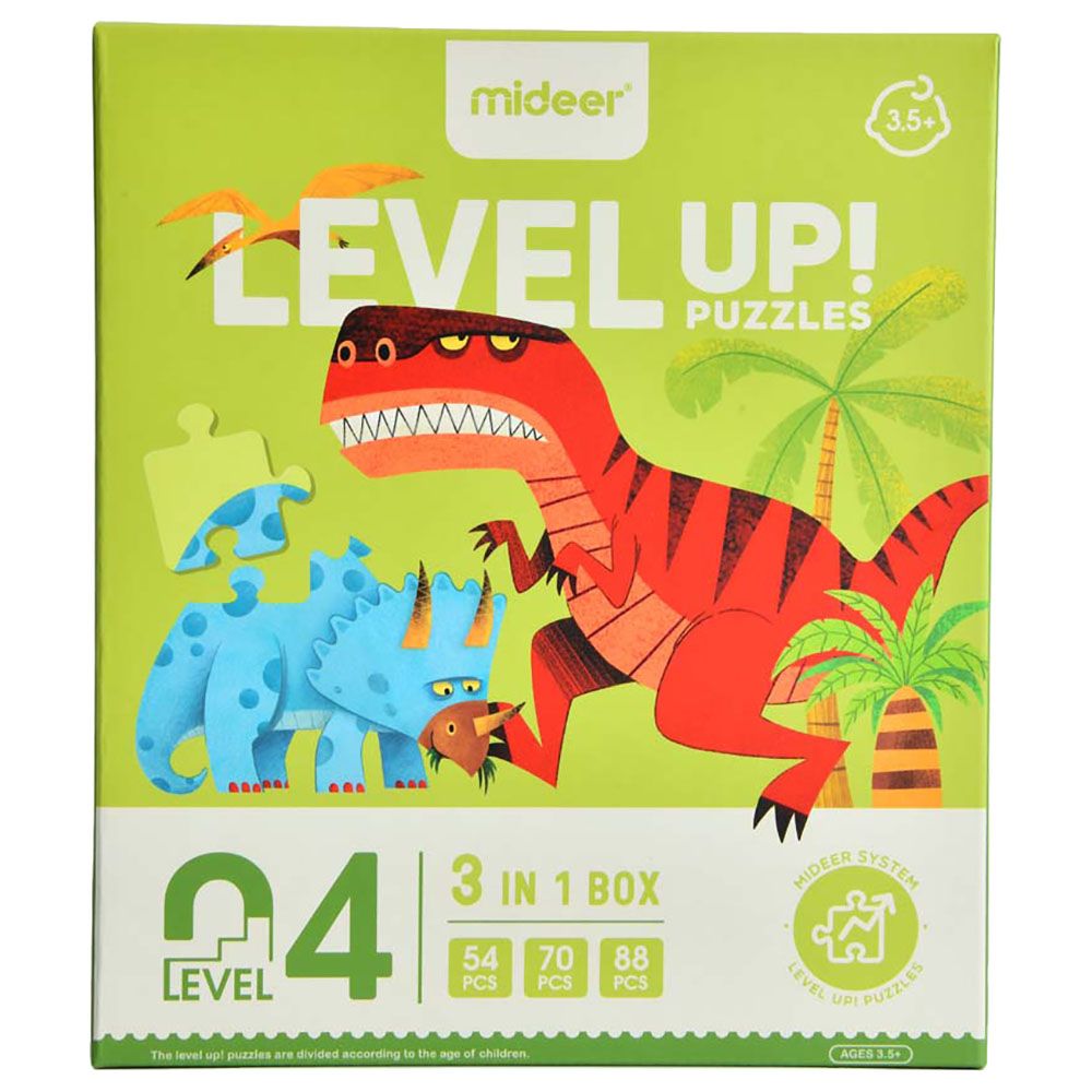 Mideer - 3-in-1 Level Up Puzzles Dino - Level 4