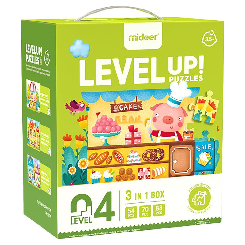 Mideer - 3-in-1 Level Up Puzzles Little Town - Level 4