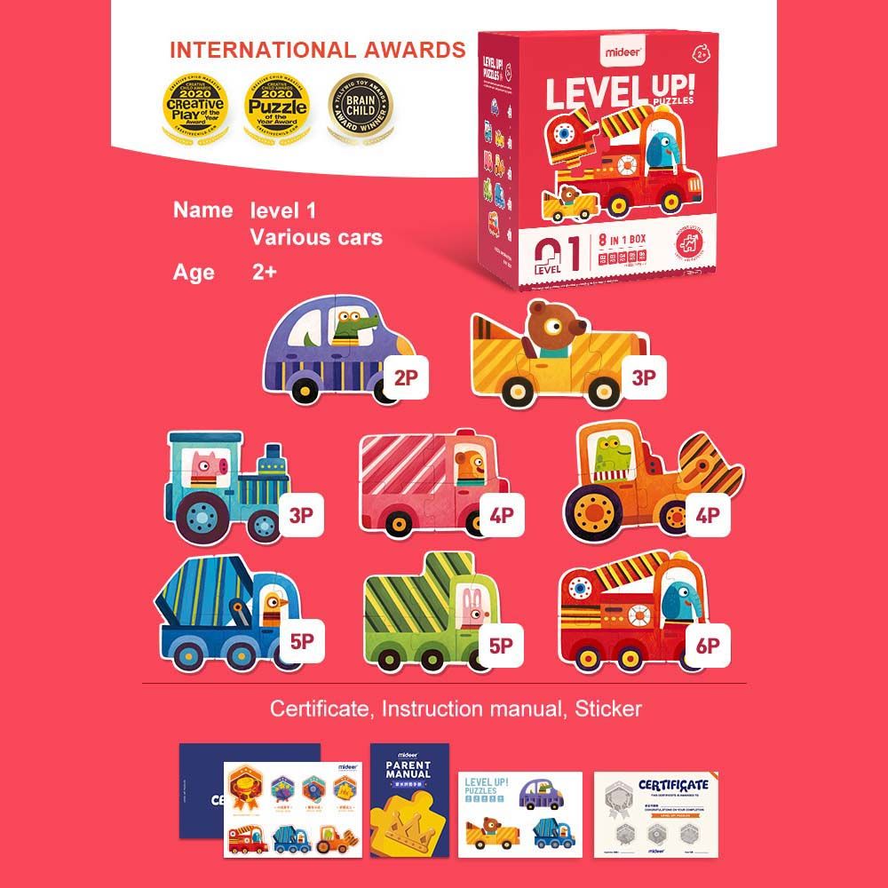 Mideer - 8-in-1 Level Up Puzzles Traffic - Level 1