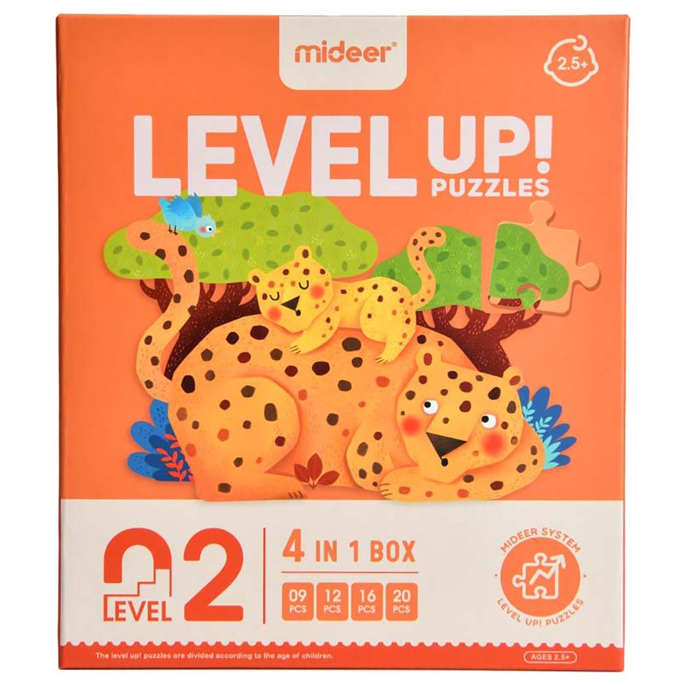 Mideer - 4-in-1 Level Up Puzzles Animals - Level 2