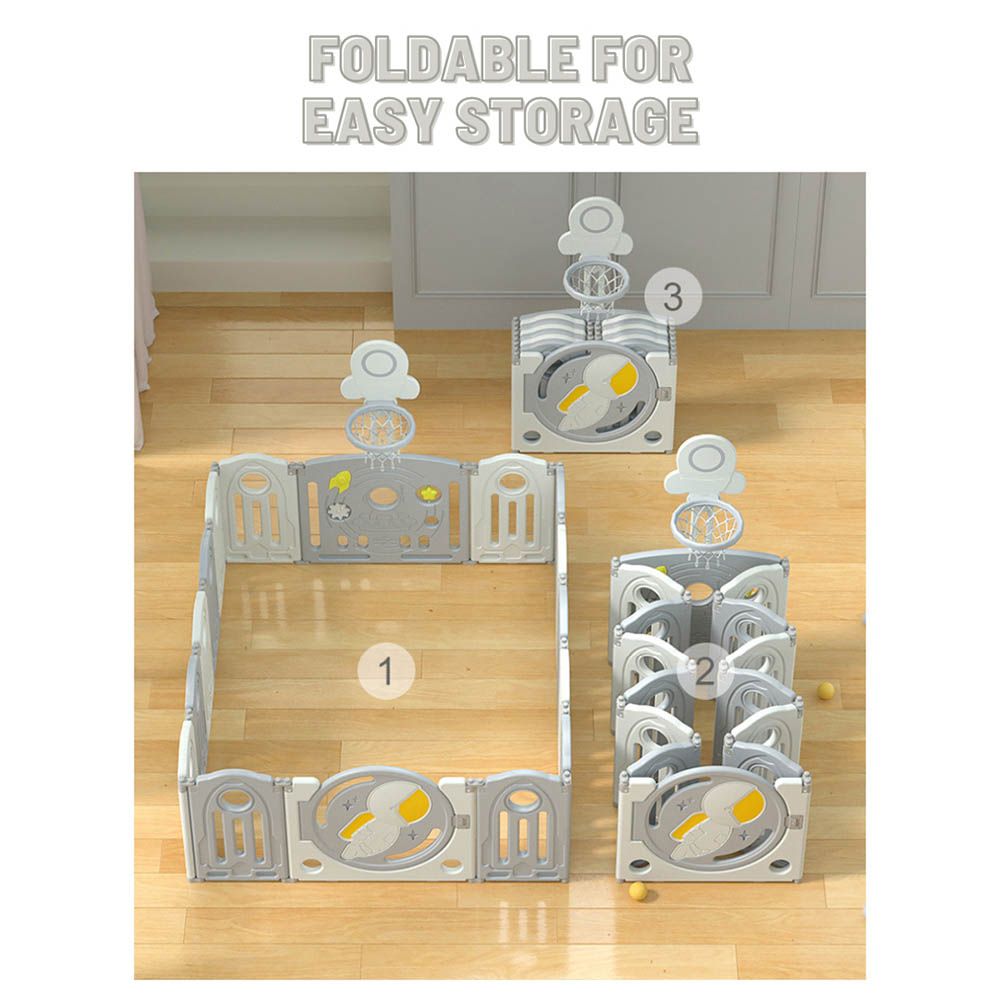 Lovely Baby - Kids Astronaut Playpen w/ Basketball Hoop - 16 pcs