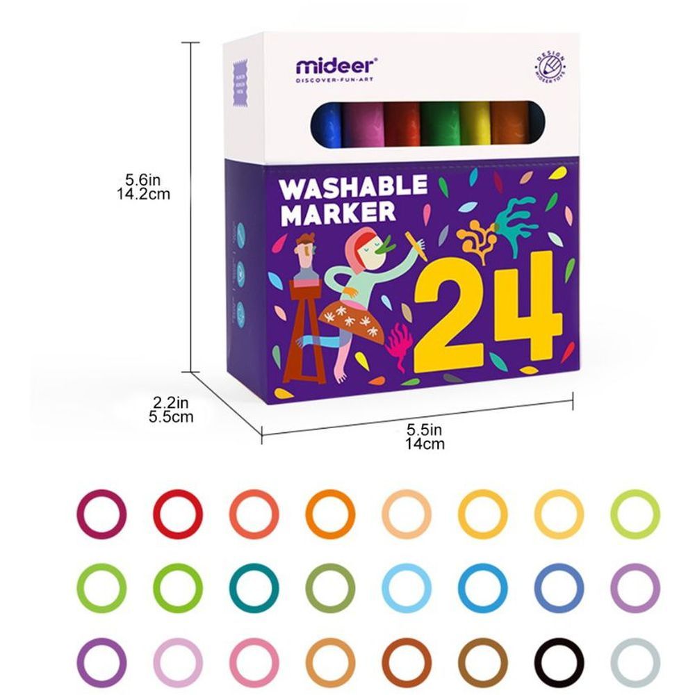 Mideer - Washable Markers - 24 Colors