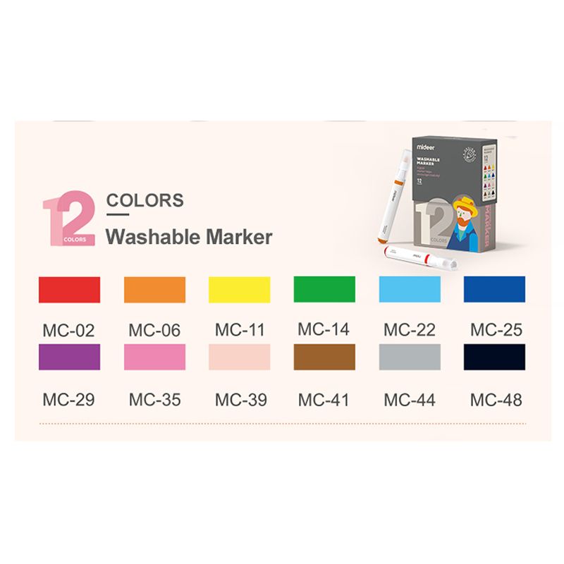 Mideer - Washable Markers - 12 Colours