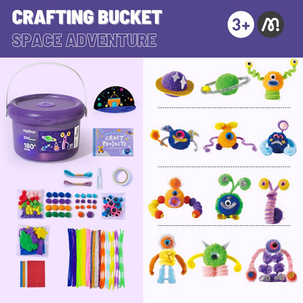 Mideer - DIY Craft Bucket - Space Adventure -180pcs - Purple