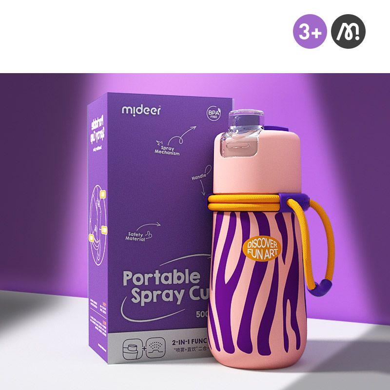 Mideer - Portable Spray Straw Bottle - Blush Pink