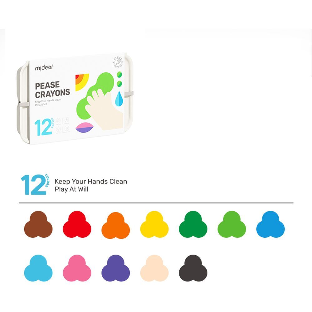 Mideer - Pease Crayons - 12 Colors