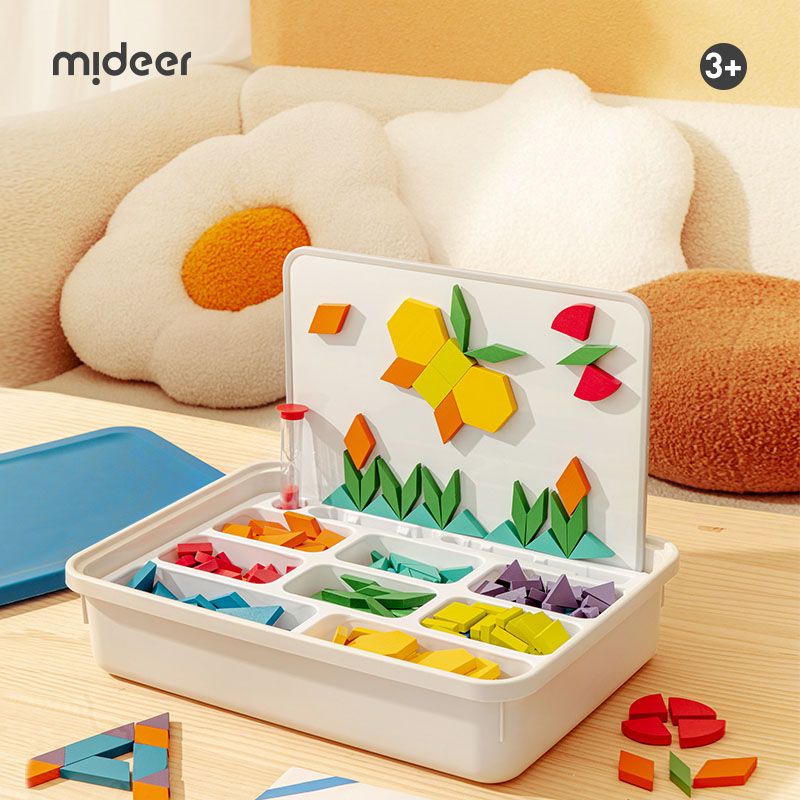 Mideer - Magnetic Wooden Geometry Blocks - 250pcs